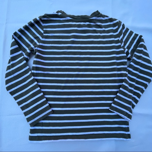 H & M Jersey Top Boys Size 6-8 Green/White Organic Cotton Striped Pullover - Picture 10 of 13